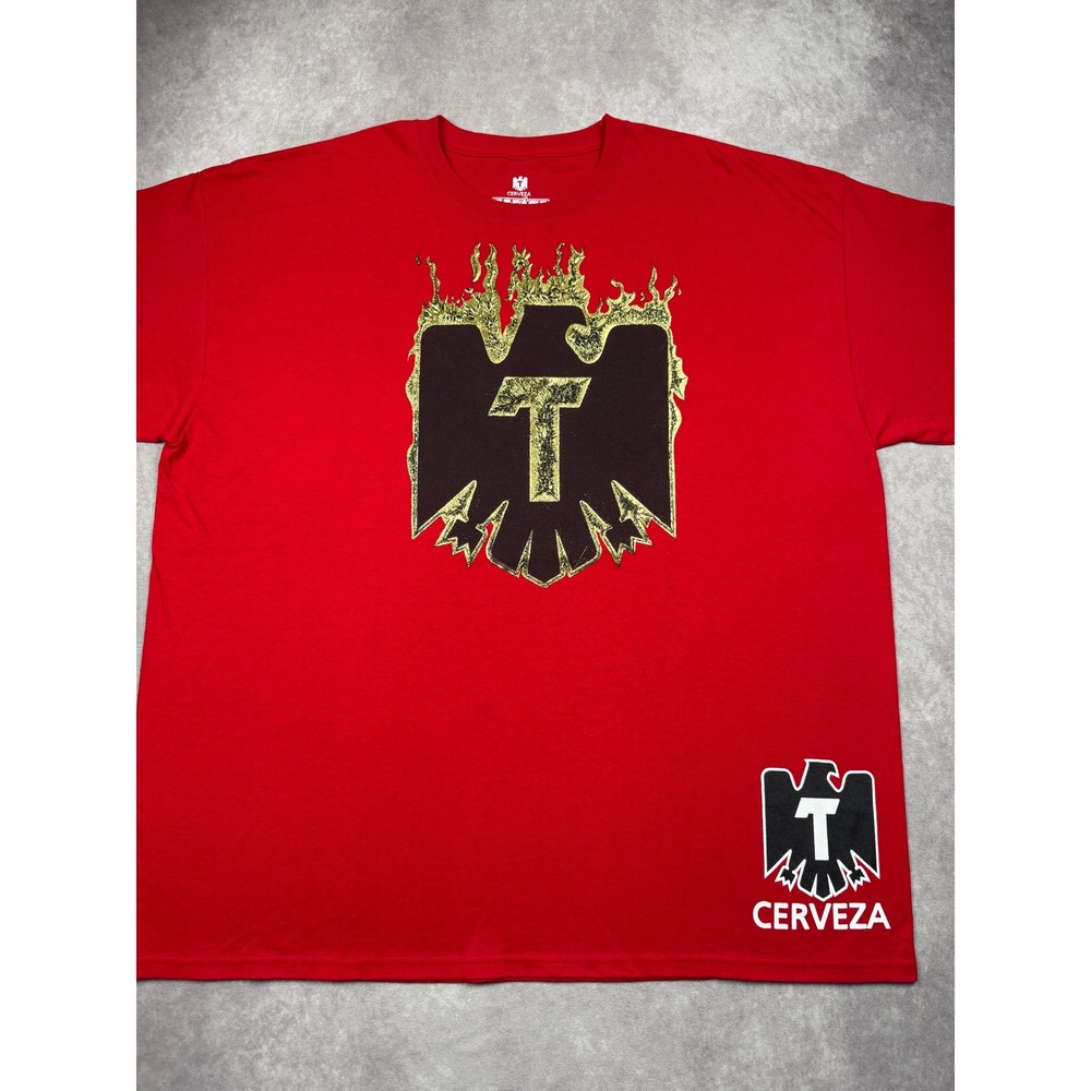 Tecate‎ Cerveza Beer Promo T-Shirt Red Gold Foil Eagle Graphic Mens XXL Party